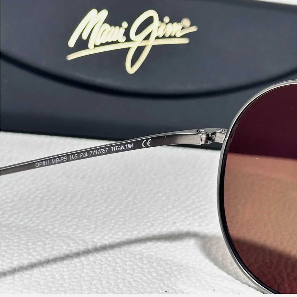 NWOT Maui Jim Opihi Purple Mirrored Polarized Titanium Sunglasses